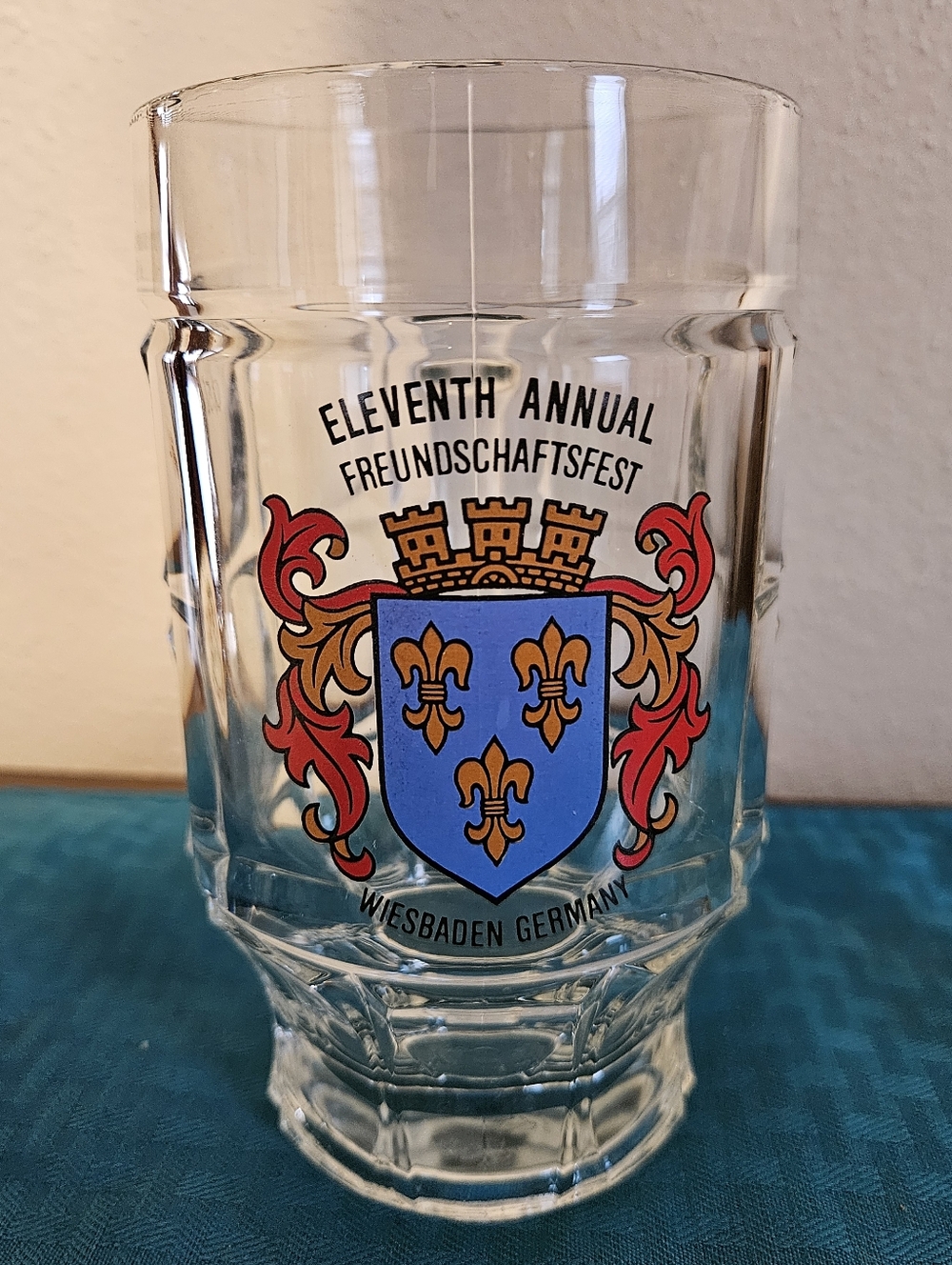 Vintage Eleventh Annual Freundschaftsfest Wiesbaden Germany Glass .5L Beer Stein